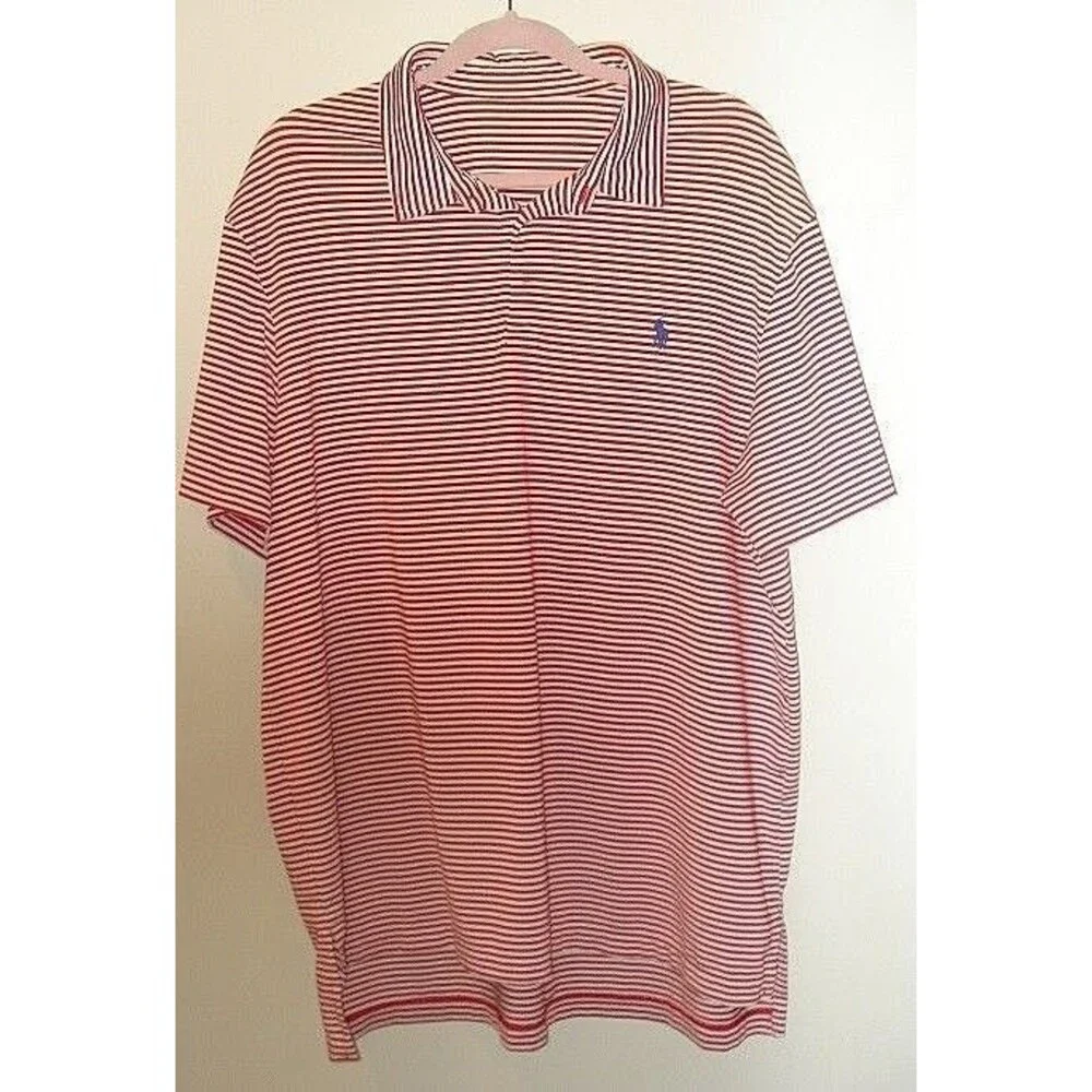 Ralph Lauren Golf Polo Red White Lightweight Pull Over Shirt Mens SIZE XXL